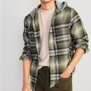 Old Navy Plaid Hooded Flannel Shacket Shirt Jacket Size Extra Large XL